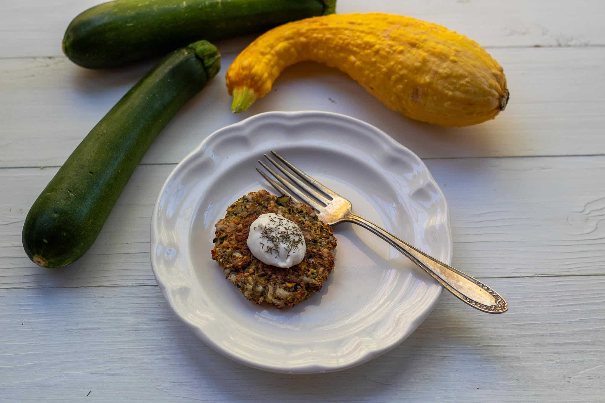 baked vegan zucchini fritter ready to eat