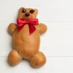 bread dough bear with red bow