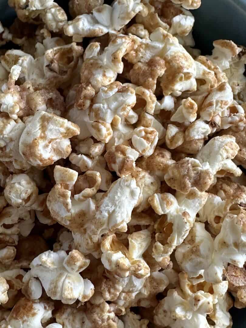 vegan caramel corn close up