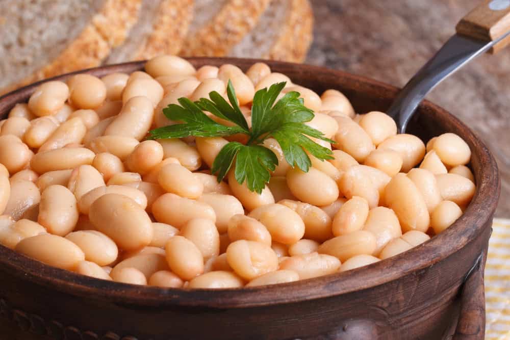 big pot of white beans for plant-based meal prep