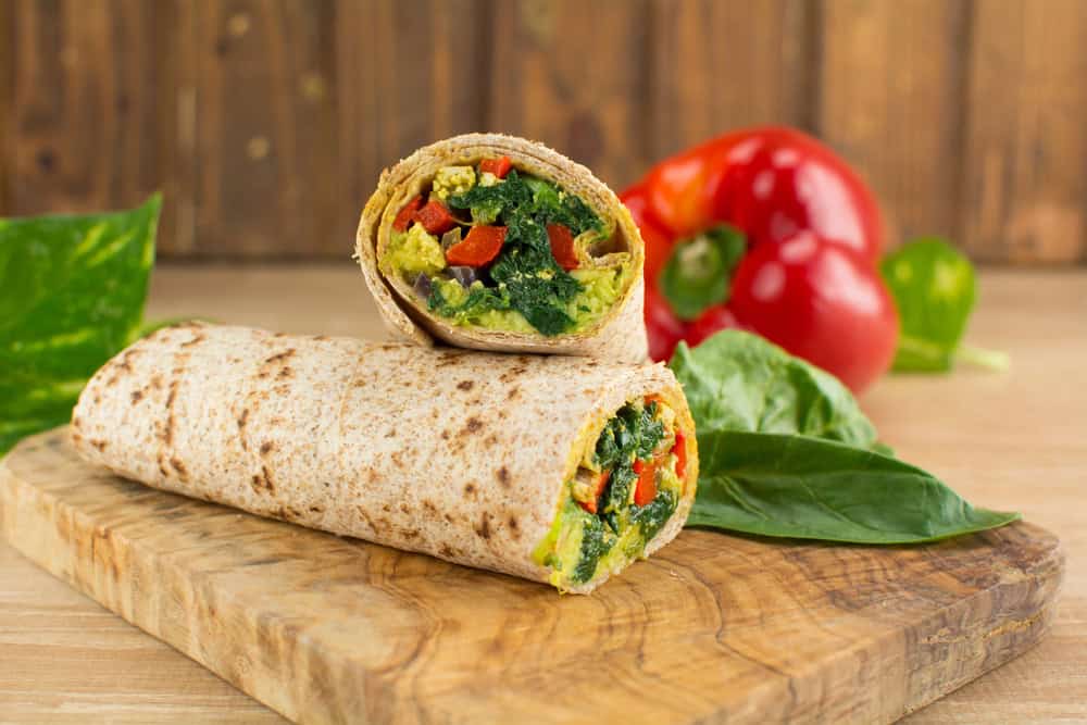 vegan wrap with tofu and vegetables