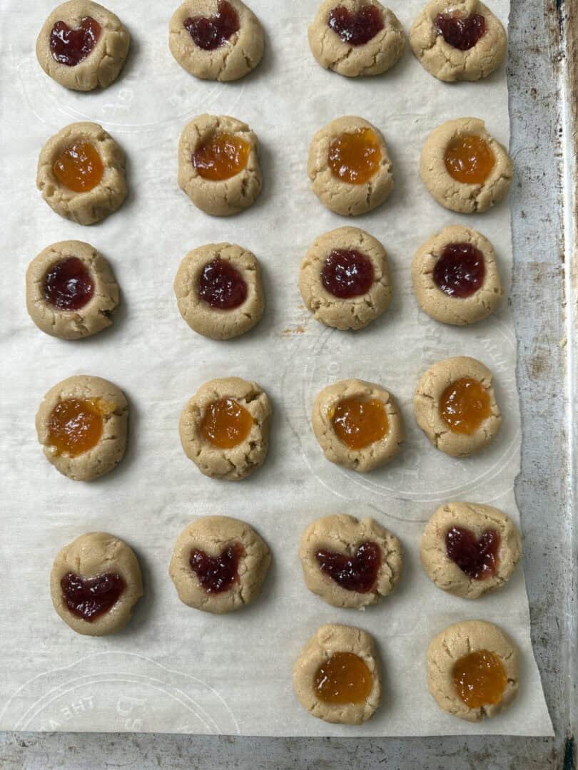 gluten-free thumbprint cookies filled with jam